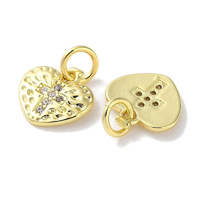 Rack Plating Brass Micro Pave Clear Cubic Zirconia Pendants KK-Z039-16G-1