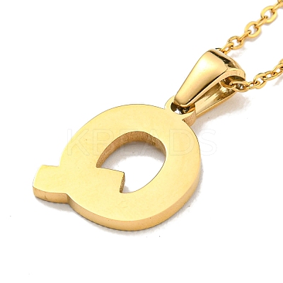 Ion Plating(IP) Initial Letter 304 Stainless Steel Pendant Necklaces NJEW-M199-01G-Q-1