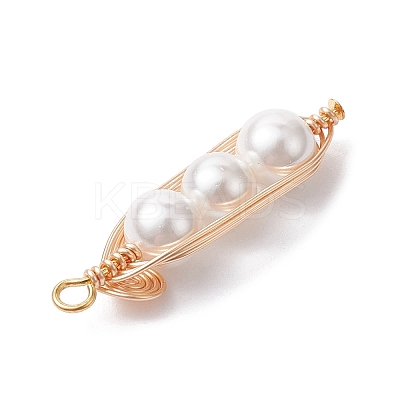 Round Shell Pearl Beaded Pendants PALLOY-TA00104-1