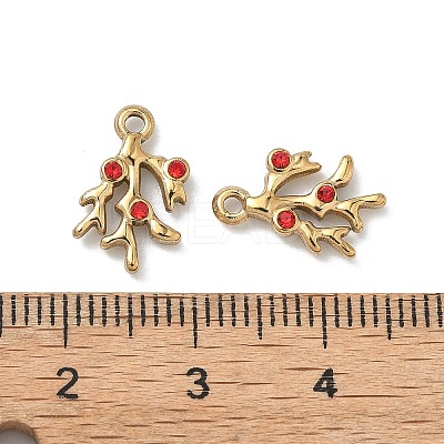 304 Stainless Steel Rhinestone Charms STAS-L308-05G-1