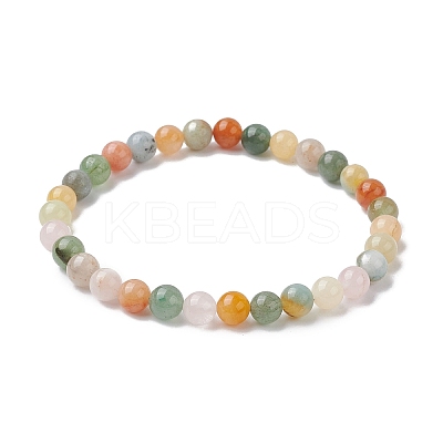 Natural Mixed Stone Round Beaded Stretch Bracelets BJEW-JB09917-04-1