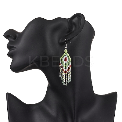 Natural Green Aventurine Rhombus Dangle Earrings EJEW-MZ00567-04-1