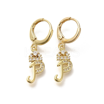 Brass Clear Cubic Zirconia Hoop Earrings EJEW-M045-01P-1