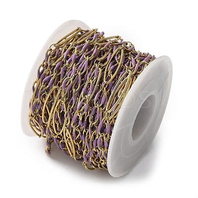 304 Stainless Steel Enamel Link Chains CHS-U003-01G-03-1