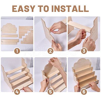 4-Tier Wood Greeting Card Display Riser Stands ODIS-WH0043-229-1