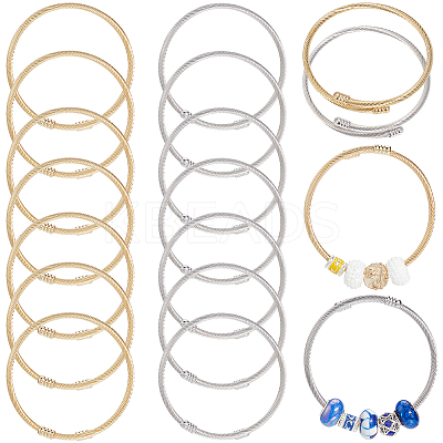 20Pcs 2 Colors Stainless Steel Twisted Ring Open Cuff Bangles BJEW-SC0001-33-1