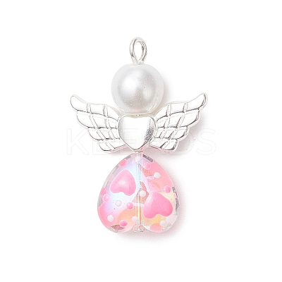 6Pcs 6 Colors Glass Enamel Pendants PALLOY-JF04112-1