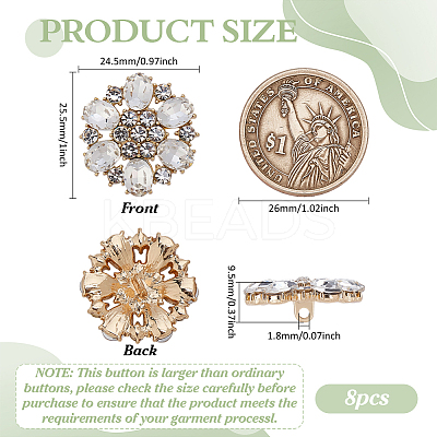 8Pcs Alloy Buttons FIND-FG0004-61-1