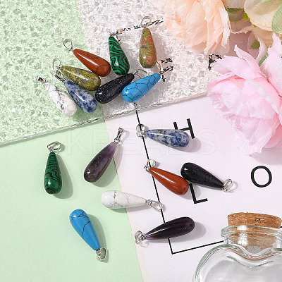 16Pcs 8 Styles Natural & Synthetic Mixed Gemstone Pendants G-YW0002-35-1