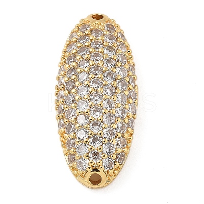 Rack Plating Brass Micro Pave Clear Cubic Zirconia Oval Connector Charms KK-A234-016G-1