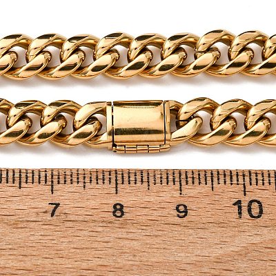 8MM 304 Stainless Steel Cuban Link Chain Necklaces for Unisex NJEW-K295-02A-G-1