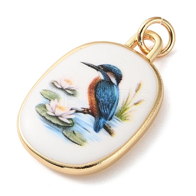 Golden Tone Brass Enamel Pendants KK-CBADFD5-03G-C-1