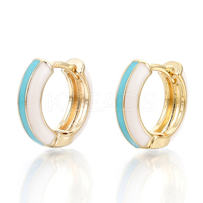 Brass Huggie Hoop Earrings EJEW-S209-07C-1