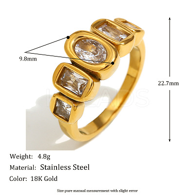 316L Surgical Stainless Steel with Clear Cubic Zirconia Finger Rings WGB9731-02-1