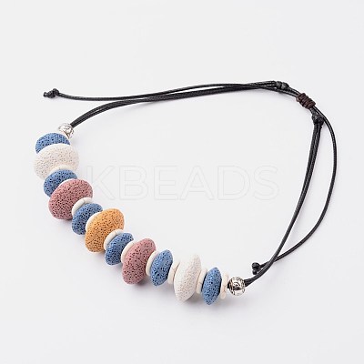 Natural Lava Rock Bib Statement Necklaces NJEW-O092-03-1