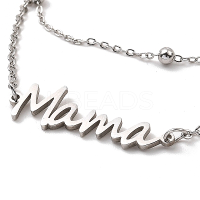 Non-Tarnish Mother's Day 304 Stainless Steel Ma Ma Multi-Strand Link Chains Bracelets for Women BJEW-Q335-01B-P-1
