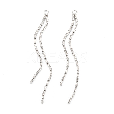 Brass Micro Pave Clear Cubic Zirconia Tassel Pendants KK-D063-01P-1