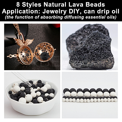 8 Styles Natural Lava Rock Round Beads G-OC0004-10-1