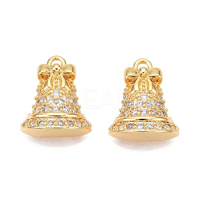 Christmas Theme Brass Pave Clear Cubic Zirconia Pendants KK-T073-04G-1