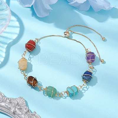 Natural & Synthetic Mixed Gemstone Beads Slider Bracelets BJEW-JB11271-1