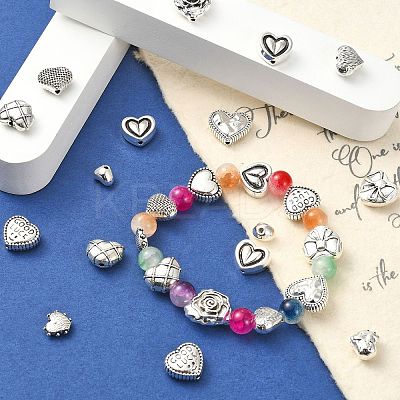 60Pcs 12 Styles Tibetan Style Alloy Beads FIND-CJ0002-28B-1