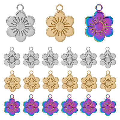 18Pcs 3 Colors 201 Stainless Steel Pendants STAS-DC0013-92-1