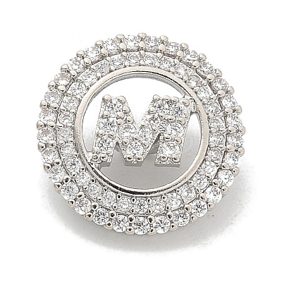 Rack Plating Brass Micro Pave Clear Cubic Zirconia Buttons KK-K293-12A-P-1