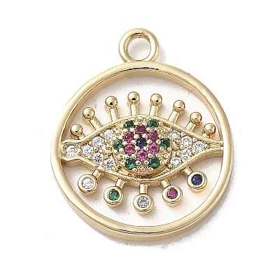 Brass Micro Pave Clear Cubic Zirconia Pendants KK-M275-35G-1