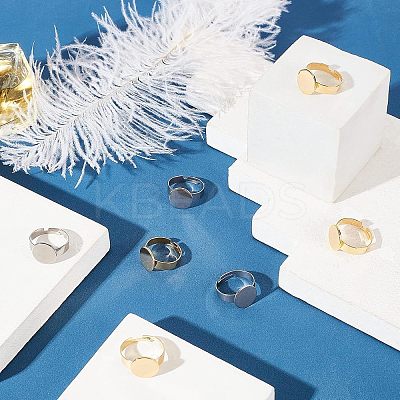 20Pcs 2 Colors Adjustable 304 Stainless Steel Finger Rings Components STAS-UN0031-51-1
