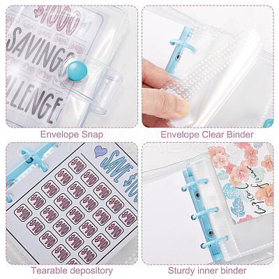 3-Ring 4 Inch PVC Mini Binder Savings Challenge DIY-WH0430-204C-1