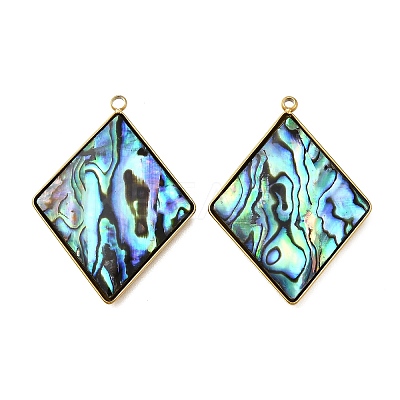 304 Stainless Steel Pave Natural Paua Shell Pendants LS-STAS-Z125-01D-G-1