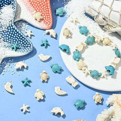 8 Styles Ocean Theme Synthetic Turquoise Beads TURQ-YW0001-02-1