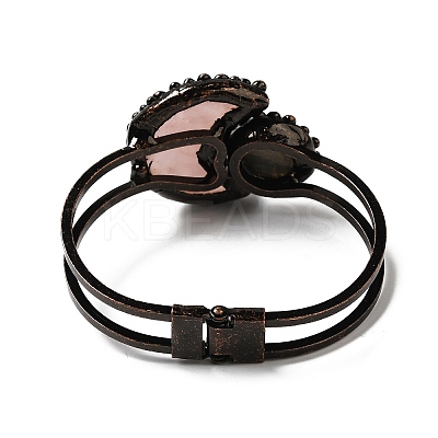 Natural Labradorite & Rose Quartz Bangles BJEW-G679-02R-1