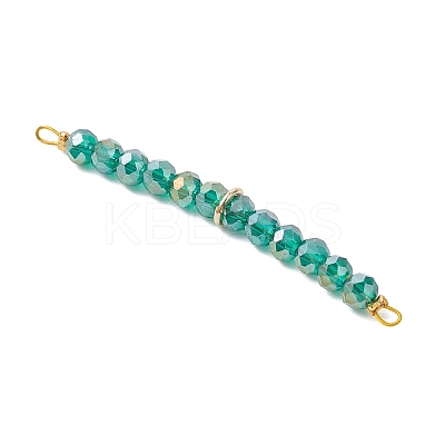 8Pcs 8 Colors Glass Faceted Rondelle Beaded Connector Charms PALLOY-JF04761-1