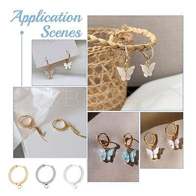 12Pcs 3 Colors 201 Stainless Steel Huggie Hoop Earrings Findings FIND-DC0005-89-1