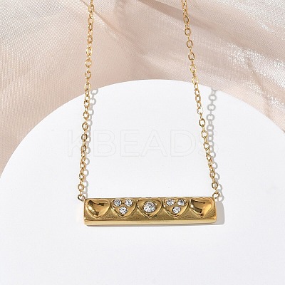 304 Stainless Steel Rhinestone Pendant Necklaces for Women NJEW-B150-01G-01-1