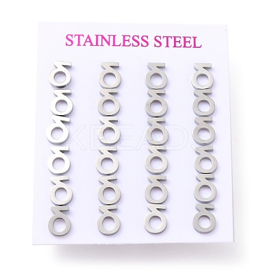 Tarnish Resistant 304 Stainless Steel Greek Alphabet Stud Earrings STAS-D007-07P-05-1