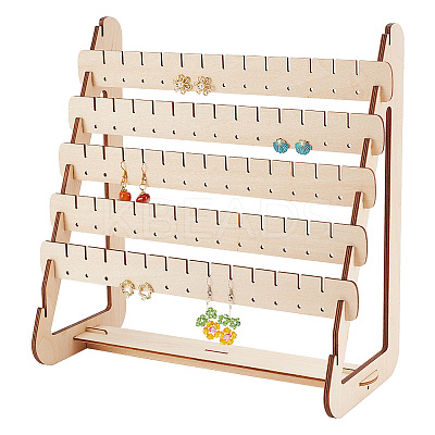 5-Tier Assembled Wood Earring Display Stands EDIS-WH0029-42B-1