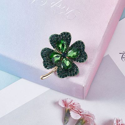 Cubic Zirconia Clover Brooch Pin JBR105A-1