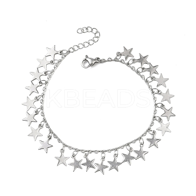 304 Stainless Steel Charm Bracelets for Women BJEW-D466-06P-1