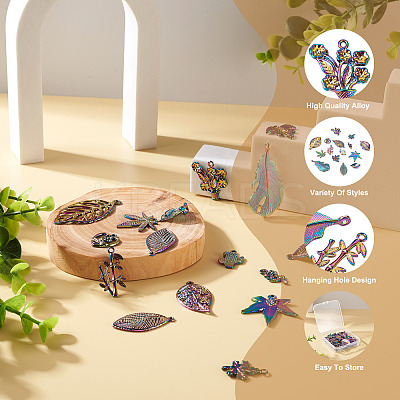 30Pcs 15 Style Rainbow Color Alloy Pendants FIND-BY0001-18-1