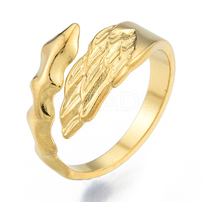 Ion Plating(IP) 304 Stainless Steel Leaf Cuff Rings RJEW-N038-125LG-1