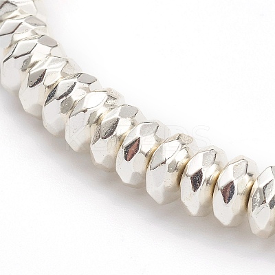 3Pcs 3 Colors Electroplate Non-magnetic Synthetic Hematite Beads Stretch Bracelets Sets BJEW-JB05930-1