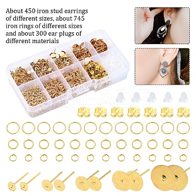 DIY Iron Stud Earring & Ear Nuts & Jump Rings Jewelry Making Findings Kits DIY-YW0010-57-1