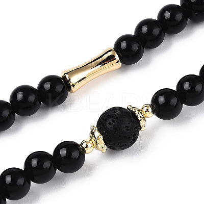 Natural Gold Obsidian & Limestine & Obsidian & Black Agate & Brass Mobile Phone Straps HJEW-N003-02-1