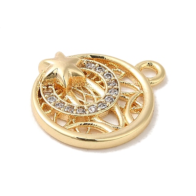 Brass Micro Pave Cubic Zirconia Charms KK-D071-02G-1