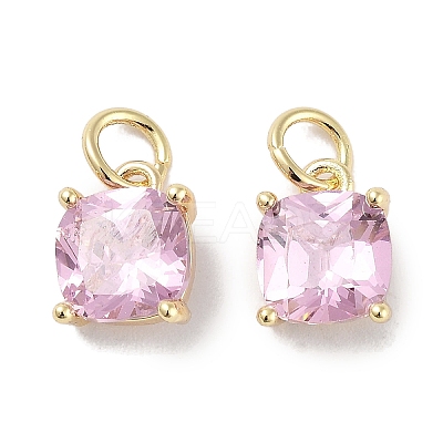 Brass Micro Pave Cubic Zirconia Charms KK-C051-15G-02-1