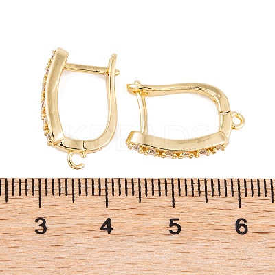 Rack Plating Brass Cubic Zirconia Hoop Earring Findings KK-S374-04G-04-1