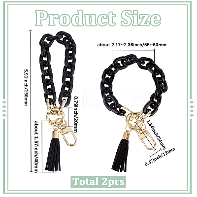 2Pcs Acrylic Cable Chain Bracelet Pendant Decorations AJEW-SC0003-71F-1