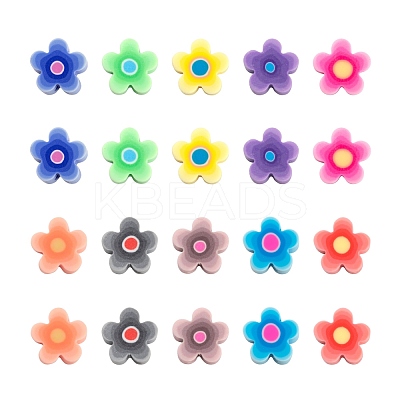 300Pcs 10 Colors Handmade Flower Printed Polymer Clay Beads CLAY-LS0001-08-1